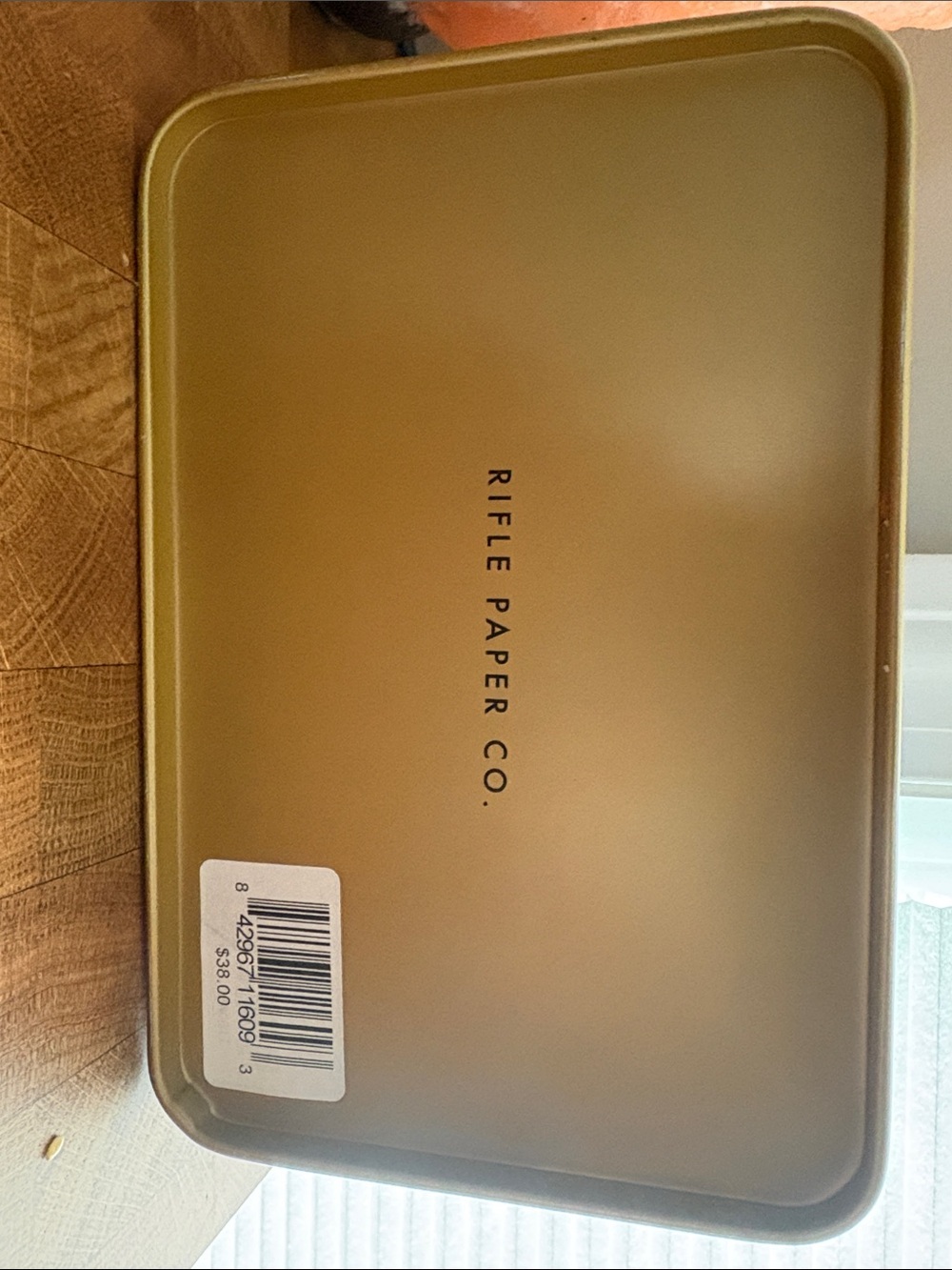 Rifle Paper Garden Party Blue Recipe Box with Brass Label Holder - Picture 3 of 6